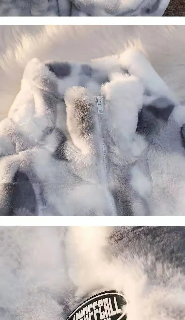 Neue frauen Tie Dye Lamm Fleece Jacke Herbst Winter Zipper Oberbekleidung Warme Plüsch Jacken Harajuku Casual Lose Weibliche Dicken Mantel