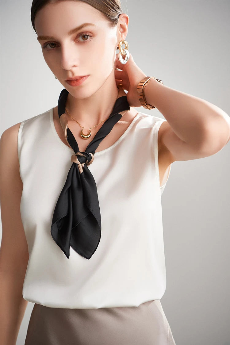 SuyaDream. Damen Basic Cozy Tanks, 100 % echte Seide, O-Ausschnitt, ärmelloses, schickes T-Shirt, 2025, solide Sommerwesten, Weiß, Rosa, Beige.