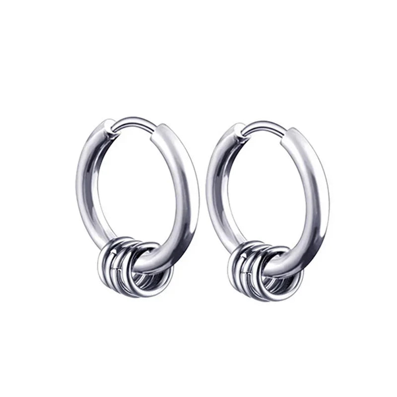 New Punk Stainless Steel Chain Hoop Earrings For Women Men 2023 Trendy Goth Pop Hip Hop Pendants Ear Jewelry Accessories Earring