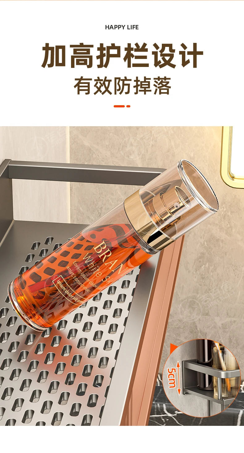 Wandmontiertes Aufbewahrungsregal ohne Bohren, Badezimmer-Waschtischregal für Waschraum, Balkon, Toilette – Organizer-Regal für Küche und Badezimmer