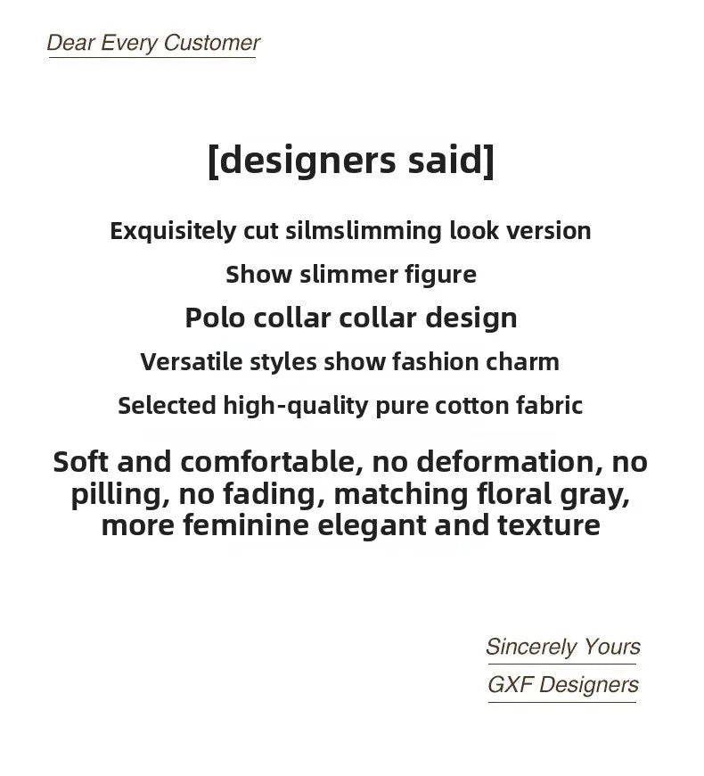 Chic Short Sleeve Polo Neck T-Shirt Women's Summer New Design Sensation Gexuan Fashionable Flip Collar Shoulder Length.