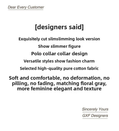 Chic Short Sleeve Polo Neck T-Shirt Women's Summer New Design Sensation Gexuan Fashionable Flip Collar Shoulder Length.