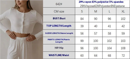Spring and Autumn New Ladies Sexy Pajamas Homewear Suit Knitted Design Sense Containing Cotton Long-Sleeved Long Pants Suit.