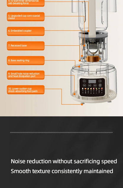 1.5L Soybean Milk Machine Wall Breaking Machine with Soundproof Cover Multifunctional Fruit Vegetable Juicer Automatic Blender.