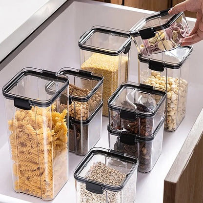 2pcs-Transparent sealed cans, plastic food cans, sealed square fresh-keeping boxes, dried fruits, spices, tea storage boxes.