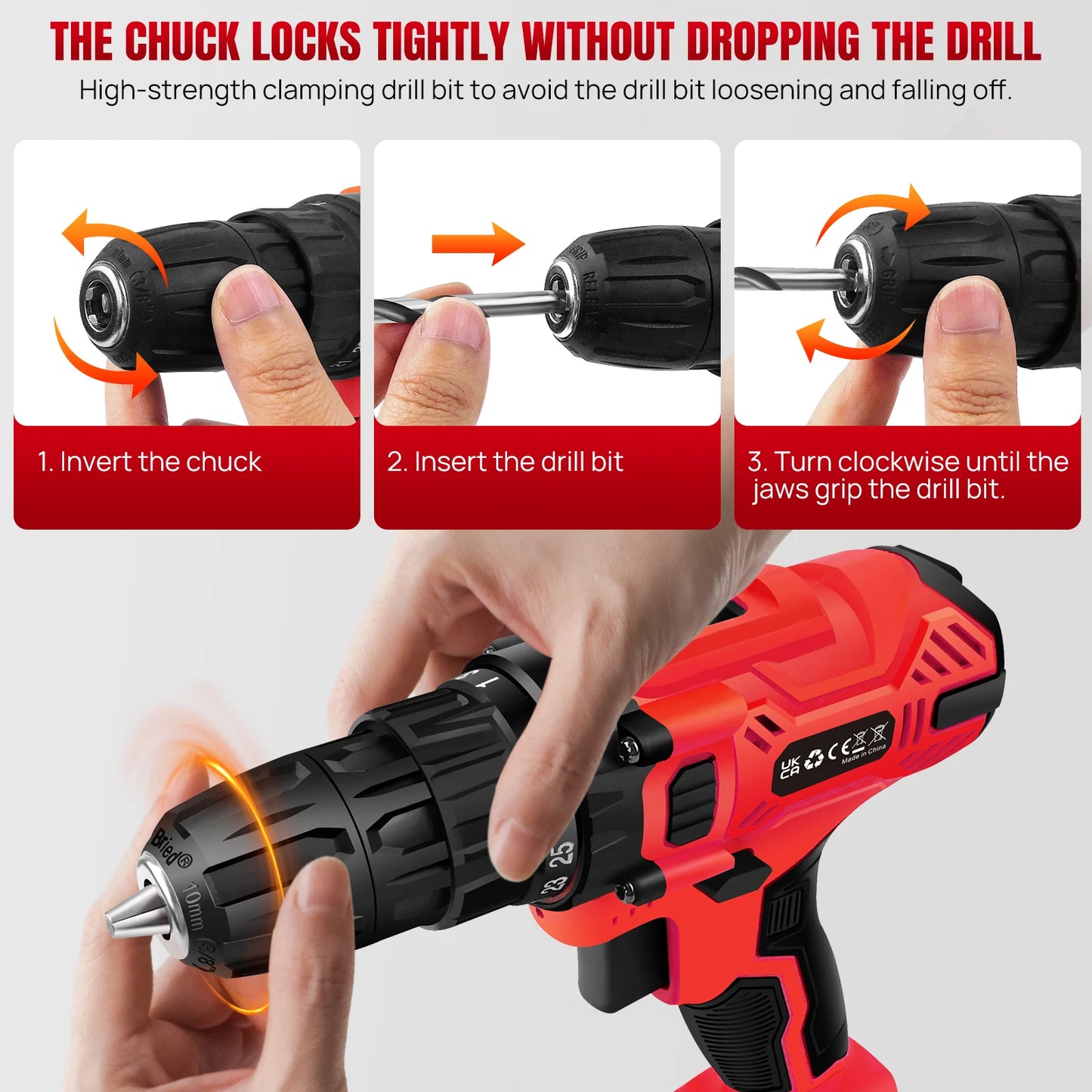 BRIEFNESS 21 V Akku-Bohrschrauber, 45 Nm, Elektroschrauber, Schnellspannbohrfutter, 2 Gänge, Geschwindigkeit, kabelloses Power-Treiber-Set mit Tragebox
