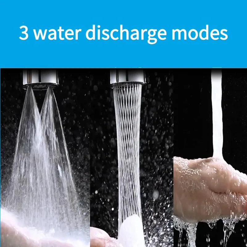 Kitchen Pull Out Faucet Sprayer Nozzle Universal 360° Rotation Faucet Extender 3 Modes Durable Water Saving Shower Spray Head