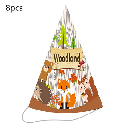 Woodland Tier Dschungel Wald DIY Party Dekoration Teller Tasse Tischdecke Geburtstag Party Baby Dusche Kinder Geburtstag Party Supplies.