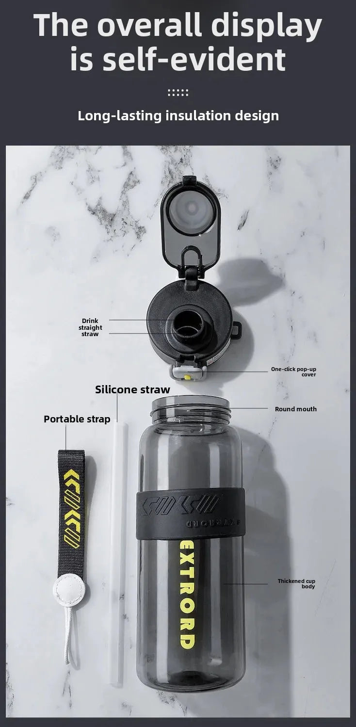 Large Capacity Plastic Straw Cup Simple Design Portable Sports Fitness Water Bottle for Students Outdoor Use Dedicated Personal.