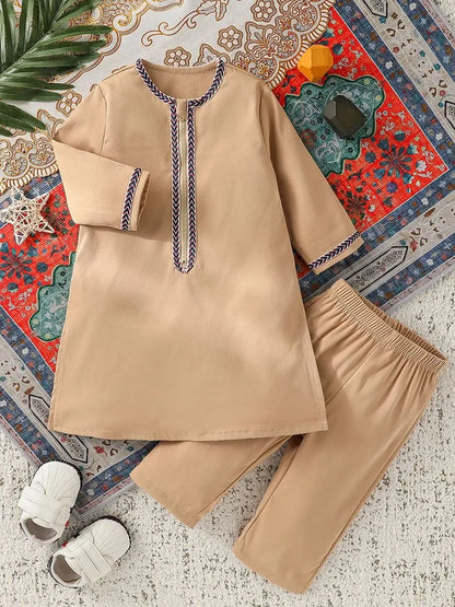 2Pcs Baby Jungen Alle Jahreszeiten Langarm Für 1-3Y Fit Nahen Osten Sets Kleidung Tragen Nationalen Stil Kleidung anzüge.