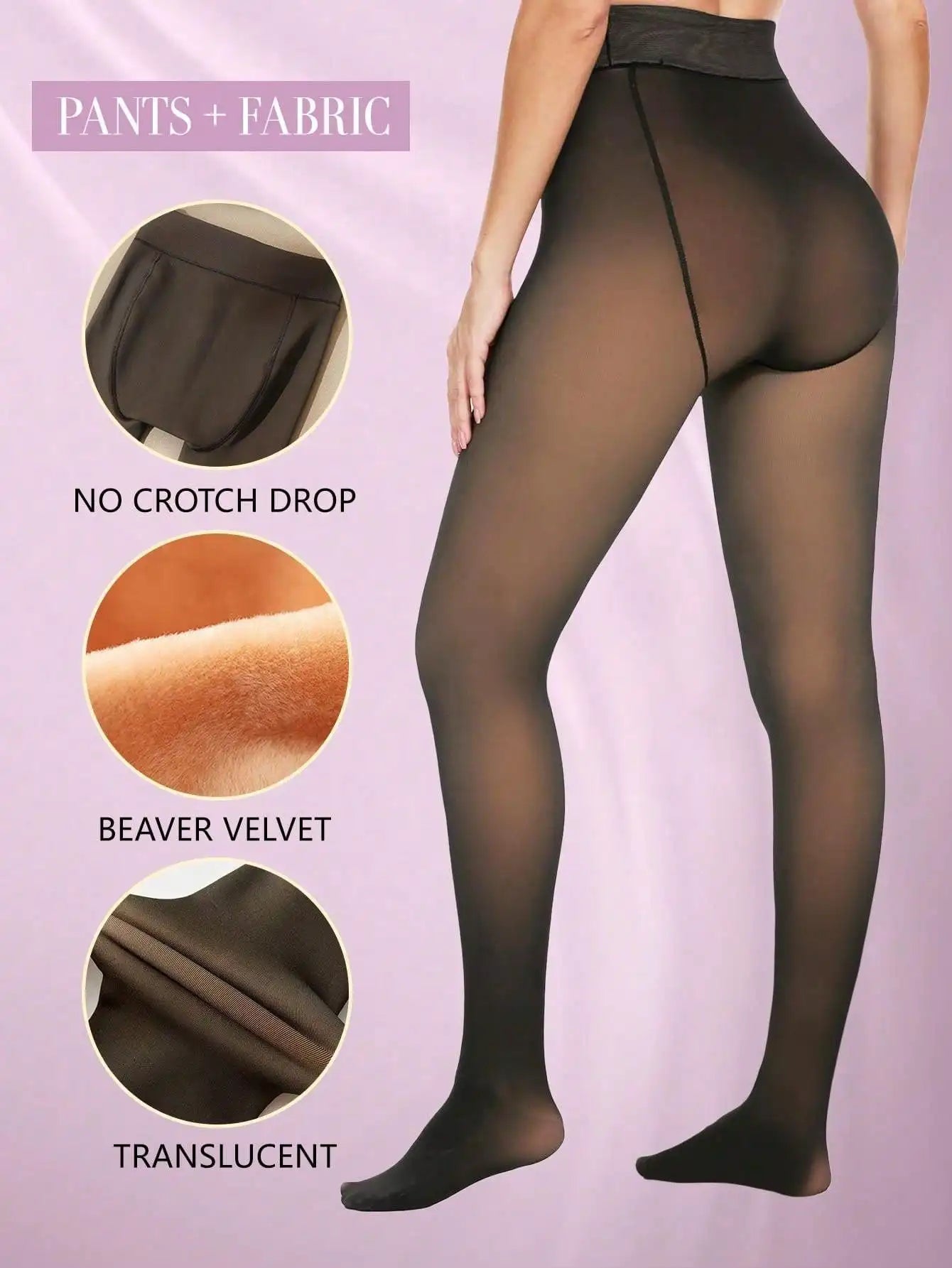 Women Thermal Leggings Winter Warm Sexy Elastic Translucent Pantyhose Female Fleece Thermal High Waist Slim Thicken Tight Pants