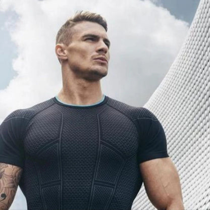 Men's Compression Quick Dry Skinny Fit Short Sleeve Athletic T-Shirt for Gym Workout Fitness Running Sport Bodybuilding.