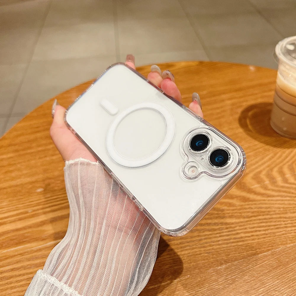 Ultra thin 17 Pro Max Magnetic Case Transparent Magsafe Case For iPhone 17 Air 16 15 14 13 11 12 Pro Max Camera Protect Cover.