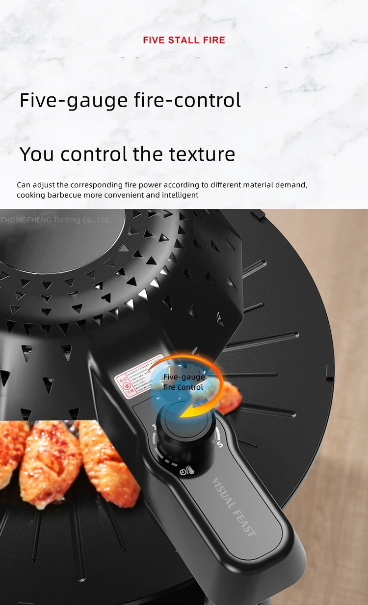 Household 220v 1390w Bbq Oven Indoor Electric Baking Tray Home Smoke-free Non-stick Barbecue Machine Automatically Rotating Baki.