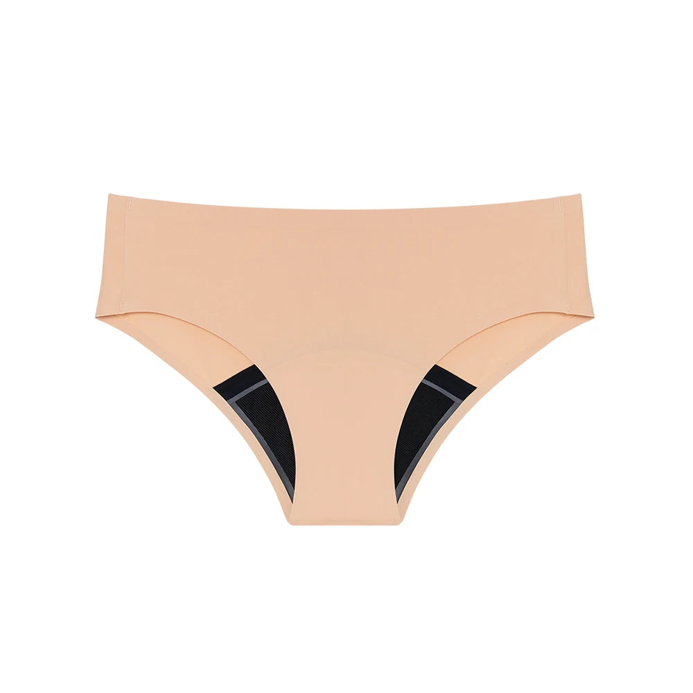 Seamless 4-Layer Menstrual Panties Mid-brief Breathable Reusable Leakproof Underwear for Women Fast Absorption.