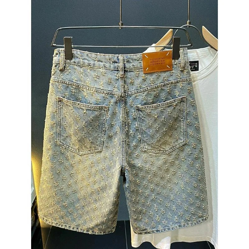 Sommer Schwarz Gewaschene Denim Shorts männer Jeans Shorts Designer High Street Fashion Lose Firt Gerade Bein Männliche Fünfte Hosen.