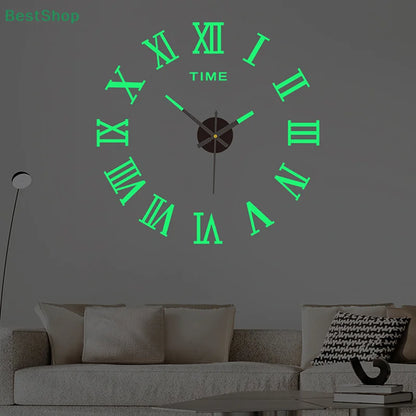 3D Leuchtende Wanduhr Rahmenlose Acryl DIY Digitale Uhr Wand Aufkleber Stumm Uhr Für Wohnzimmer Schlafzimmer Büro Wand Dekor