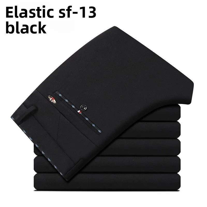 Men's Travel Dress Pants Stretch, No Iron Required Business Trousers, British Classic Slim Fit Lightweight Office Work Pants