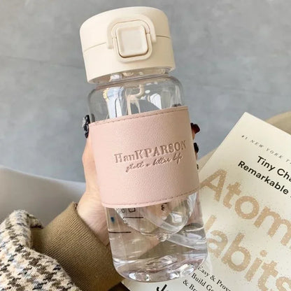 500ml Portable Water Bottle with Straw Creative Cute Leak-proof Plastic Drinking Bottle Milk Coffee Tea Juice Cup Drinkware.