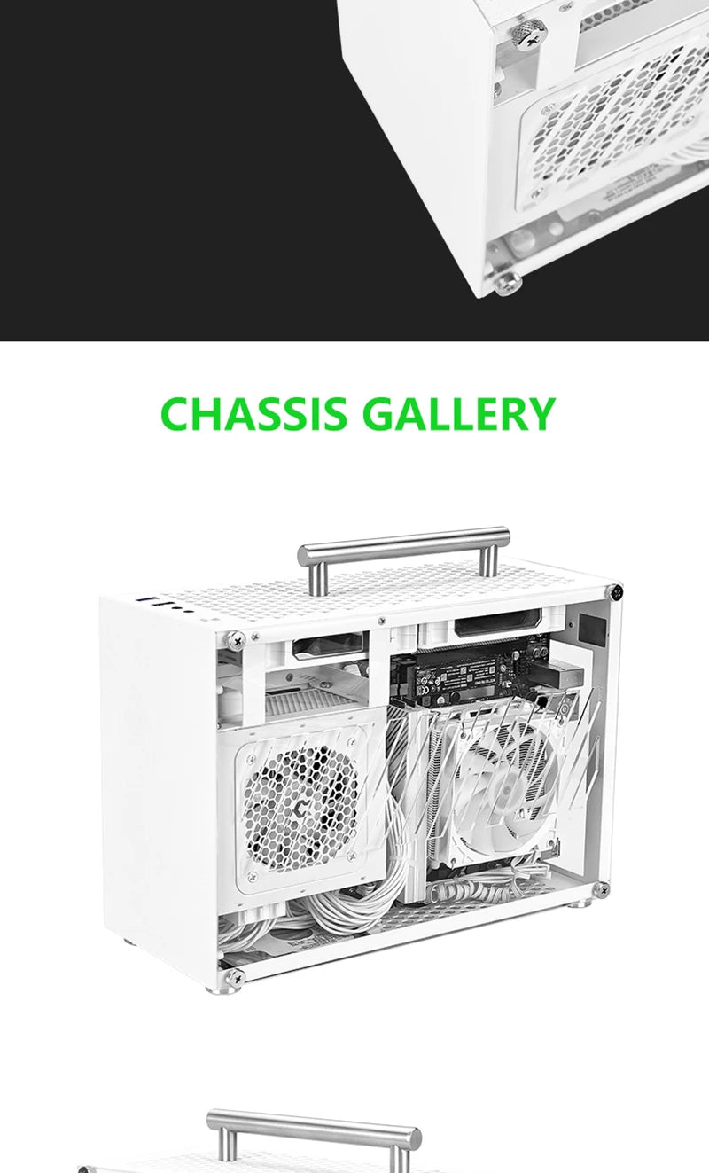 METALFISH T60 Mini ITX Black Case 9L With Acrylic Or Mesh Side Panel and Portable Handle Support SFX PSU/300mm GPU/2*120mm Fan.