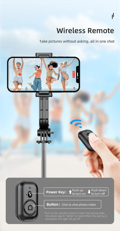 C01 Detachable Phone Clip BluetoothRemote Control Selfie Stick Tripod Portable Tripie Stabilizer Stand for Cell Phone.