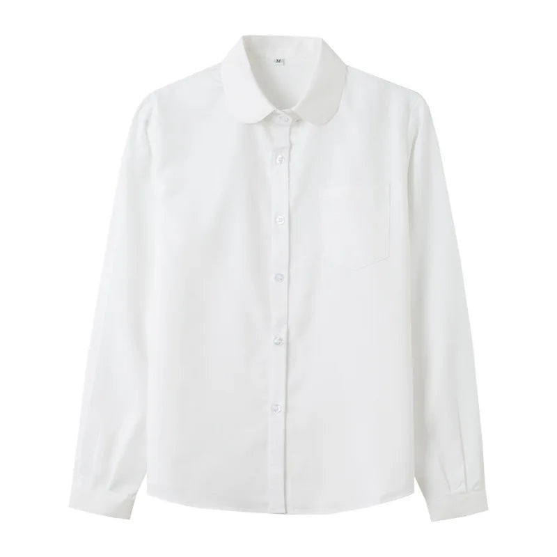Zoki White Women Shirt Fashion Long Sleeve Casual Turn Down Collar Female Blouse Loose Pocket Button Office Ladies Elegant Tops