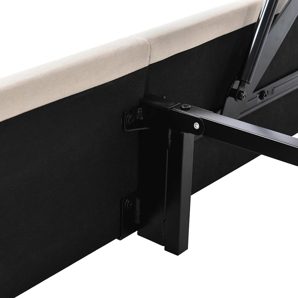 KOMHTOM Stauraumbett Polsterbett Hydraulisch 140x200cm Beige Leinen