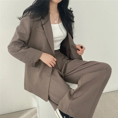 Mode 2-teilige Sets Damen Outfits Frühling Herbst Neu in Koreanische Hosen Sets Pendler Eleganter Anzug Mantel 2-teilige Sets Damen Jacke