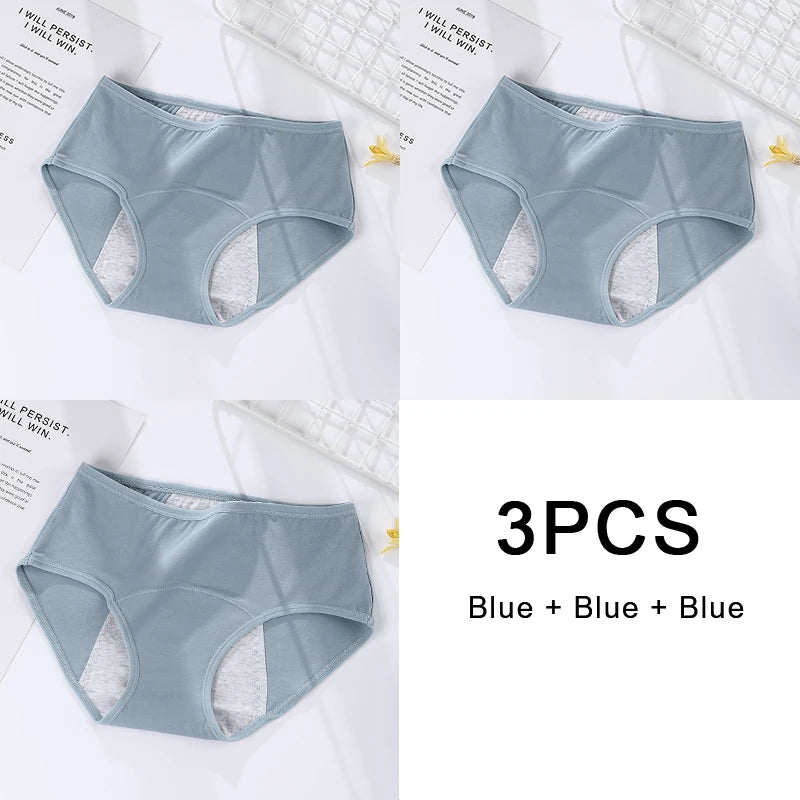 3PCS/set Women's menstrual briefs large flow postpartum water absorption leakproof briefs women's pure cotton menstrual briefs.