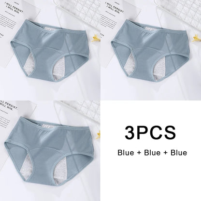3PCS/set Women's menstrual briefs large flow postpartum water absorption leakproof briefs women's pure cotton menstrual briefs.