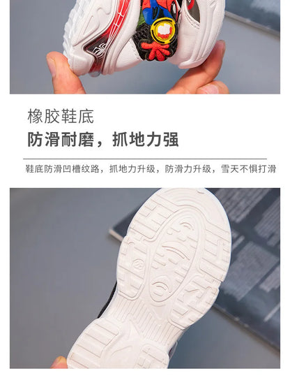 Disney Children's Casual Shoes Sneakers Boys' Cartoon Children's Mesh Breathable Sport Running Gray Black Shoes Size 21-38.