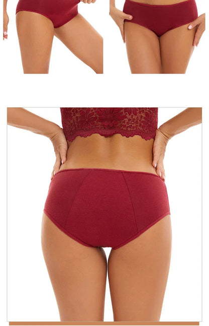 Women Menstrual Panties Leak Proof Briefs Solid Plus Size Cotton Panties Lingerie Absorbency Comfortable Physiological Underwear.