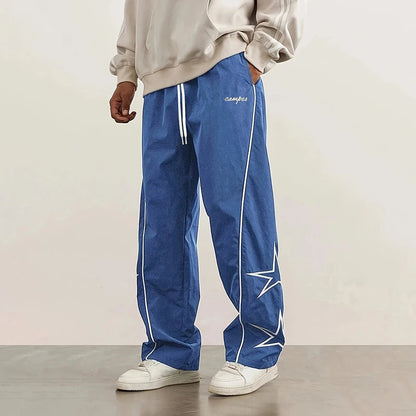 Paratrooper pants sports men's ice silk spring and summer straight work pants lace-up loose pants outdoor pants casual pants.