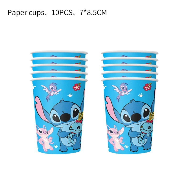 Stitch Party Supplies für Kinder Lilo und Stitch Geburtstag Party Dekorationen Luftballons Banner Tischdecke Hintergrund Geschirr