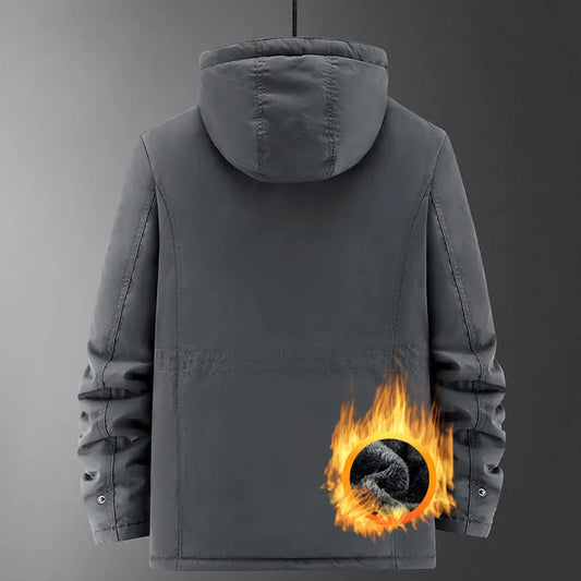 Thick Coat Winter Outdoor Running Sports Windproof Warm Fleece Hooded Cargo Jacket Men Removable Hood Thick Warm Fleece Jacket.