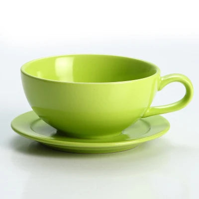 New Design Colourful Coffee Set Coffee Cup and Saucer Underglazed Low Procelain Cappuccino Latte Cup 250ml.