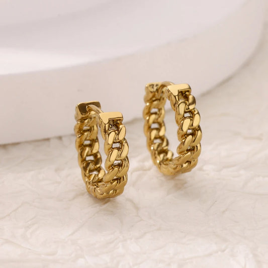Stainless Steel Chain Hoop Earrings For Women Gold Color Female Earring Fashion Wedding Ear Jewelry Brincos Gift 2024 New Trend.