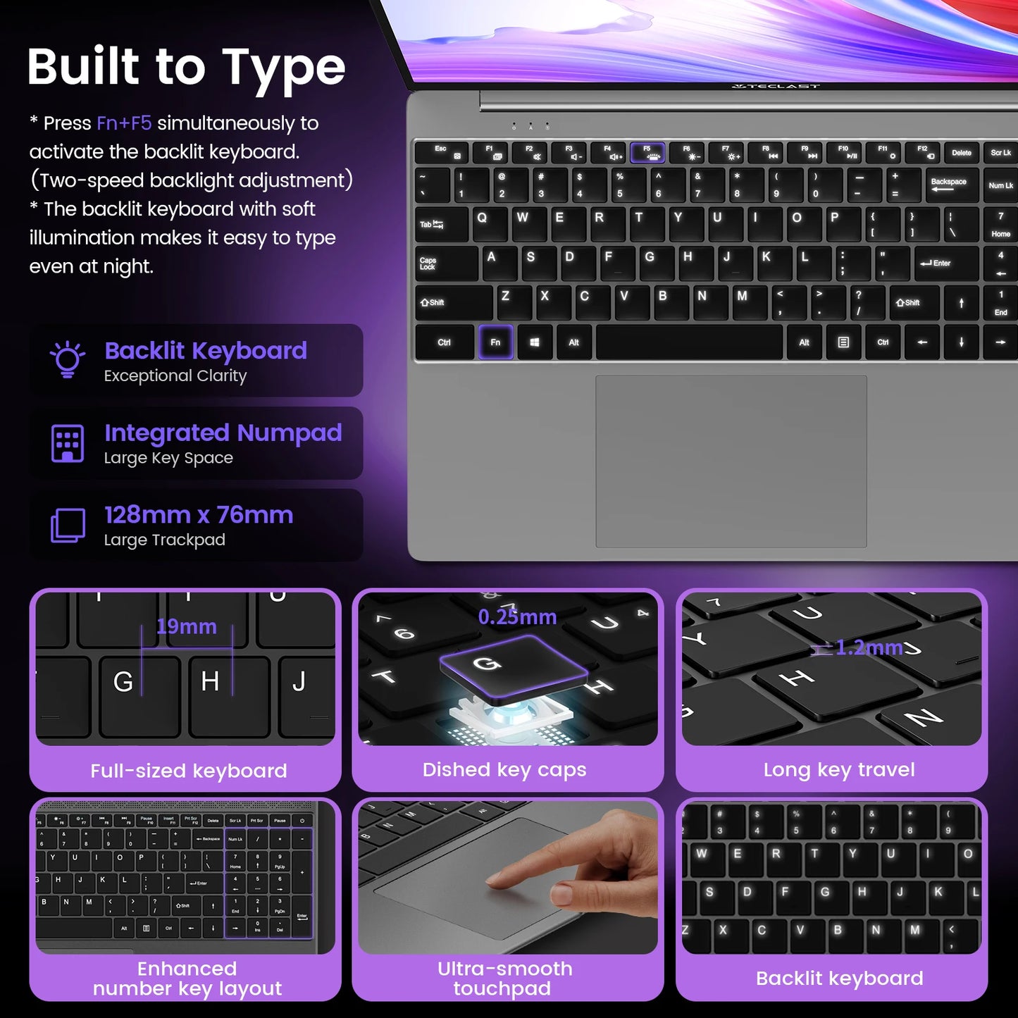 【New】Teclast F16Pro Laptop 15.6 Inch 1920X1080, 12Gb / 16Gb Ram, 256Gb / 512Gb Rom, Backlit Keyboard, for Intel N95, Mini-Hdmi.