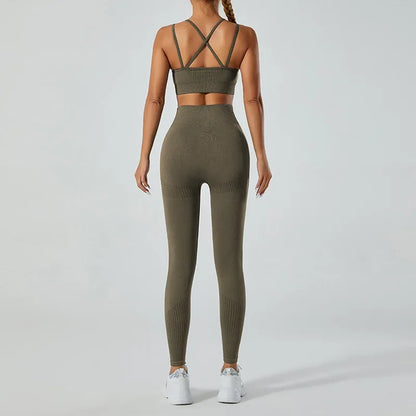 In-stock Women's Yoga Suit Five-piece Set Seamless Fitness Wear For Running Sports Top Leggings From Mainland China