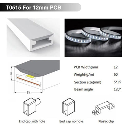 IP67 Waterproof Led Neon Silicone Flexible Cover Tube Suitable For WS2812B WS2811 5050 RGB 5mm 8mm 10mm 12mm PCB Light Strip.