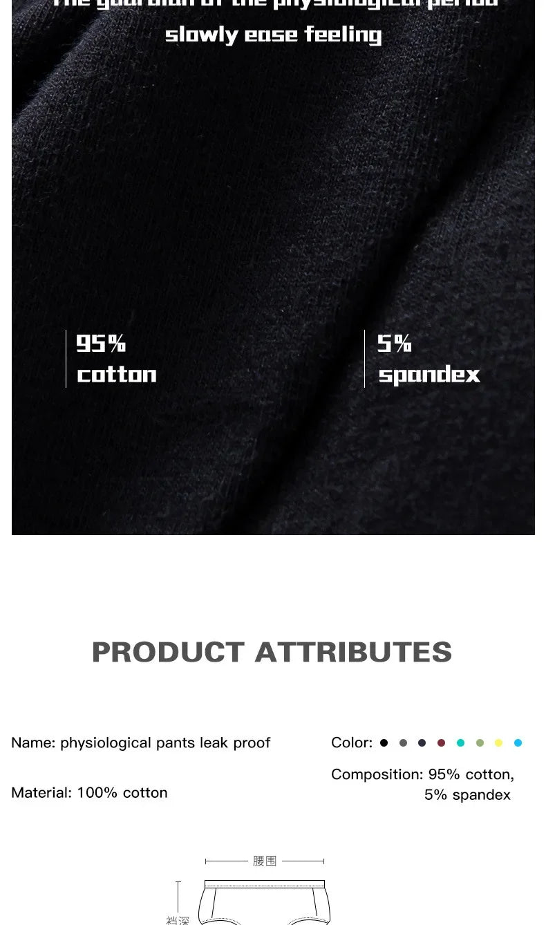 Women Menstrual Panties Leak Proof Briefs Solid Plus Size Cotton Panties Lingerie Absorbency Comfortable Physiological Underwear.