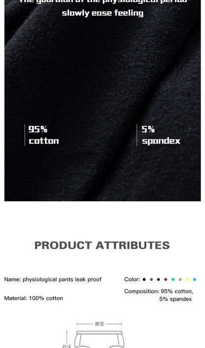 Women Menstrual Panties Leak Proof Briefs Solid Plus Size Cotton Panties Lingerie Absorbency Comfortable Physiological Underwear.