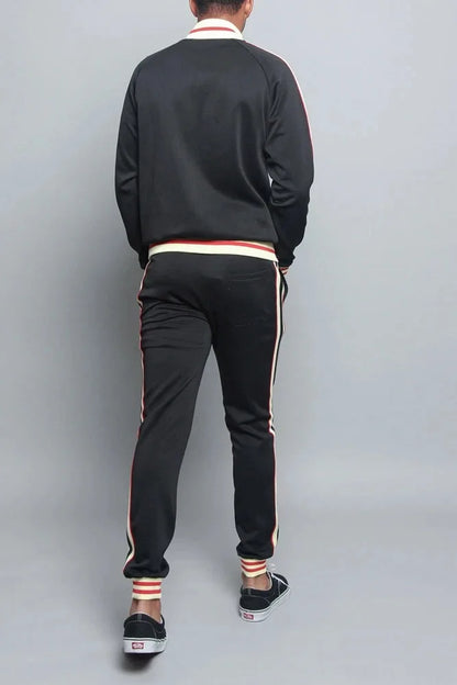 Supzoom New Arrival Top Fashion Leisure Uniform Autumn And Winter Couples Casual Striped Sports Running Sportswear Men Set.
