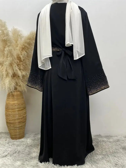 Ramadan Eid Dubai Open Black Muslim Kimono Abaya Damen Turkey Islam Abayas For Women Dress Kebaya Robe Femme Musulmane Kaftan.