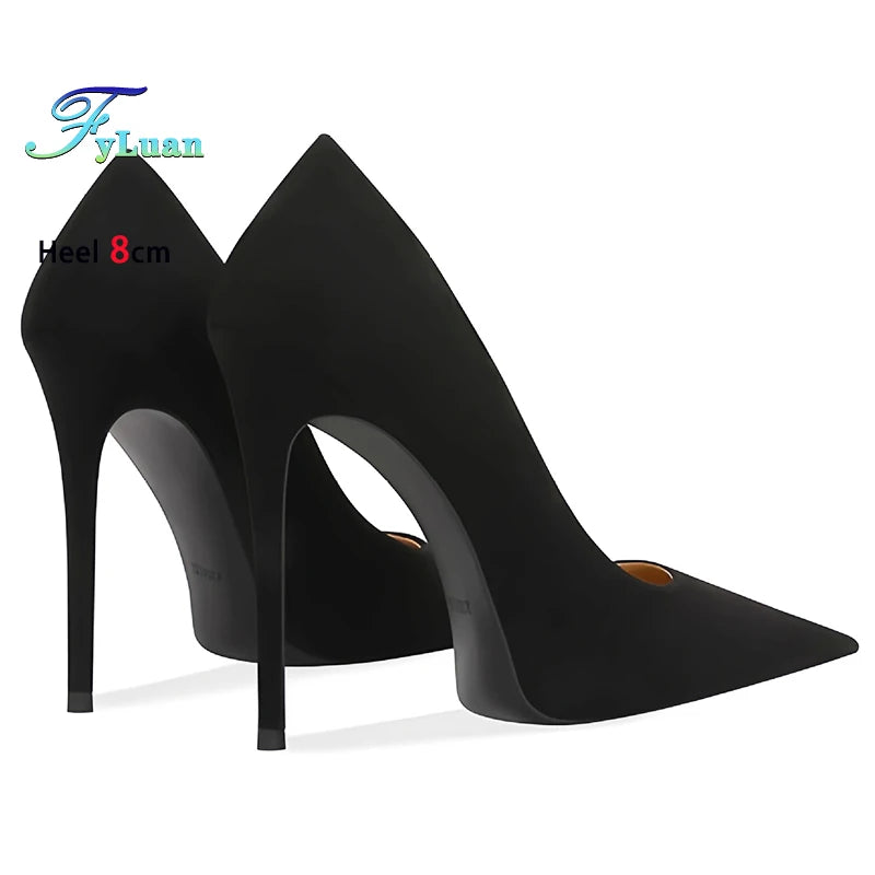 Wine Red High Heels 12cm 10cm 8cm Women Shoes Thin Heels Pointed Head Ladies Pumps Shallow Mouth Stiletto Party Large Size Shoes