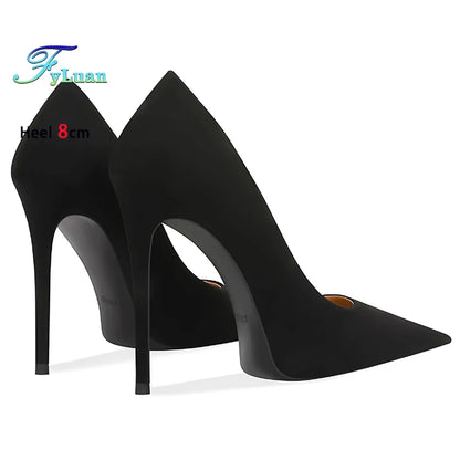 Wine Red High Heels 12cm 10cm 8cm Women Shoes Thin Heels Pointed Head Ladies Pumps Shallow Mouth Stiletto Party Large Size Shoes