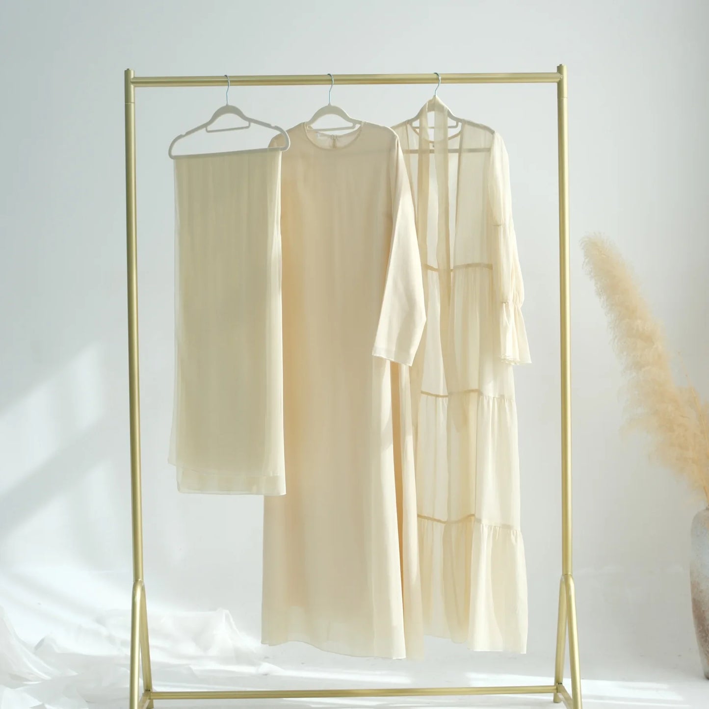 Chiffon Sheer Open Abaya Set Hijabi Muslim Women Party Ramadan Islamic Clothing  Dubai Turkey Kaftan Crepe Kimono Open Abayas