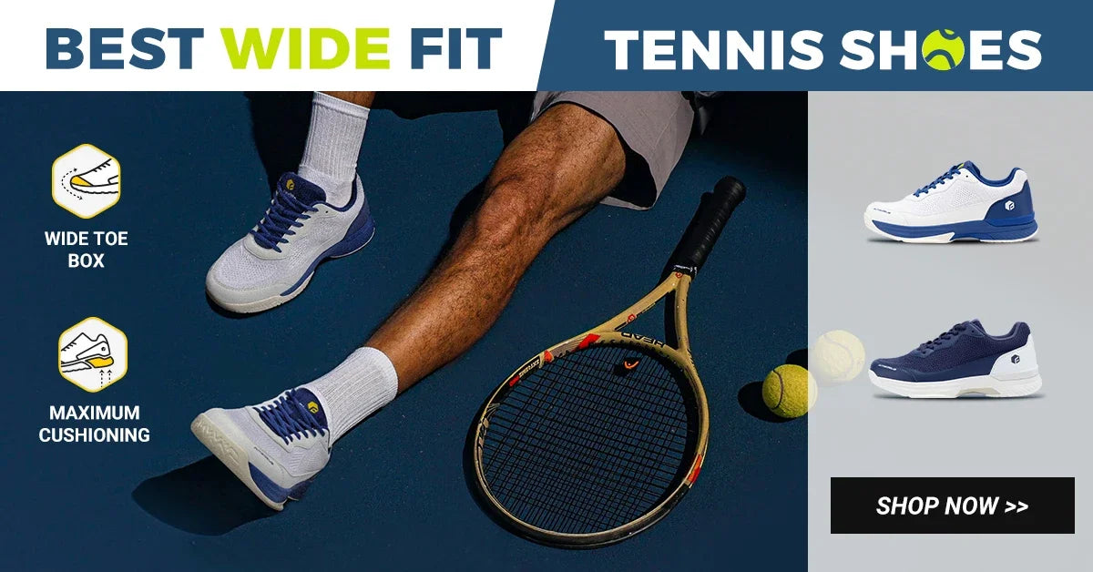 FitVille Men'S Tennis Shoes Wide Version 2E Professional Training Sports Shoes Breathable Non-Slip Rackets With Arch Support.