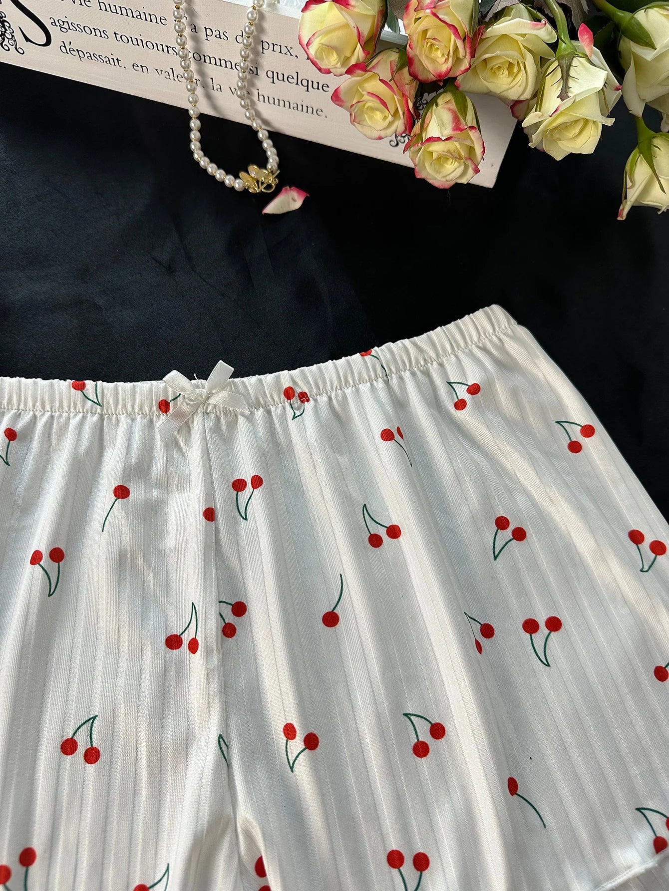 Niedliche Homewear-Unterwäsche für Mädchen, dünn, lässig, Nacht-Nachtwäsche, Nachtwäsche, Oberteil und Höschen-Set.