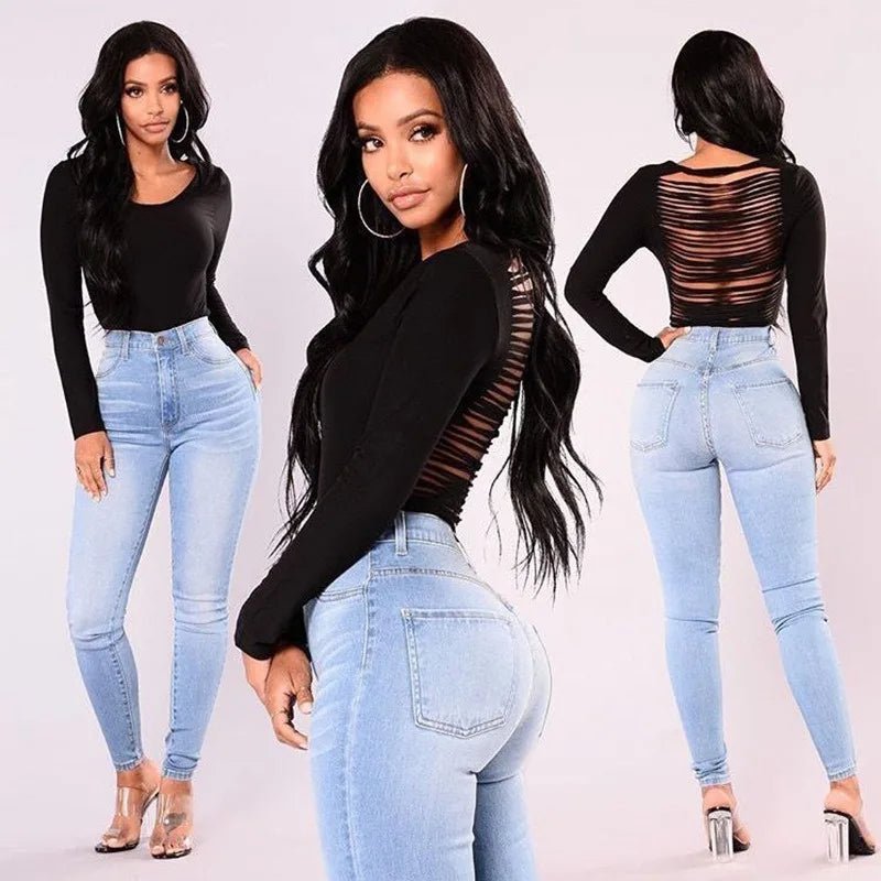 Sexy Jeans Women Denim Skinny Pants High Waist Stretch Lady Jeans Push Up Leggings Slim Pockets Button Pencil Jeans Women Pants.